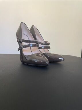 Michael Kors Glossy Brown Double-Strap Pointed Heels